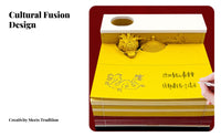Intricate Cut-out Design Chinese Temple 3D Notepad Unique Gift 2024 Dragon Year Calendar Block Cute Stationery for Students, Workspace, Home