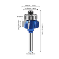 Edge Trimming Router Bit Blue Coated 4-Flute Router Bit Tool Carbide Tipped Precision Ground for Woodworkers, Woodworking