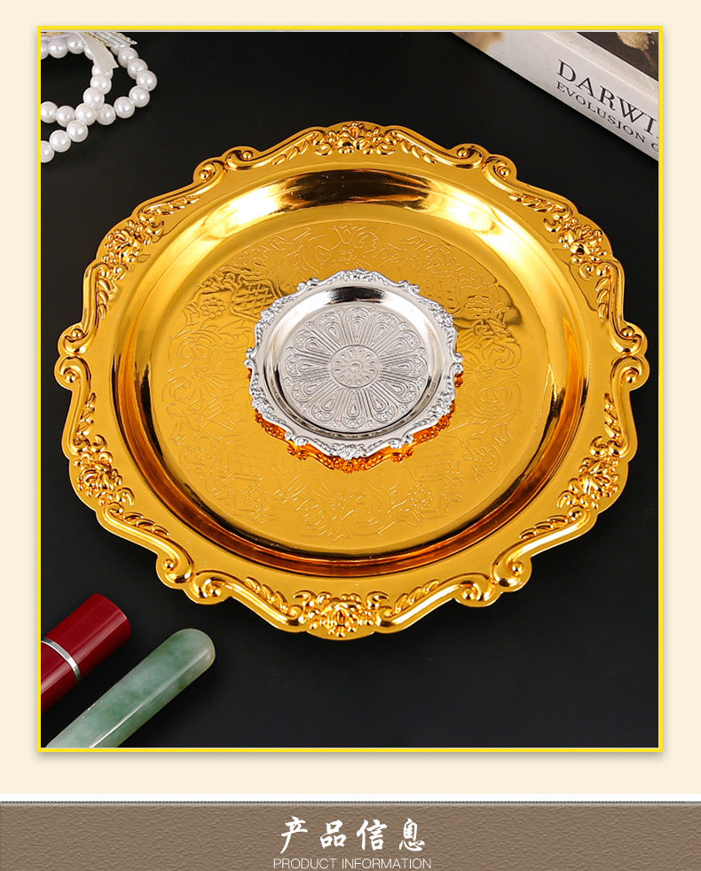 European-style Iron Art Jewelry Tray - Vintage Tea Cup Coaster and Key Holder