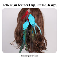 Feather Hair Fastener Handmade Peacock Feather Hair Fastener Colorful Feathers Chic Able for Women, Photography Shoots