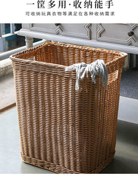 Imitation Rattan Laundry Basket Large Capacity Woven Clothes Storage Basket
