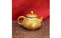 Kettle-Shaped Teapot Ornament Engraved Gold Teapot Ornament Fine Workmanship Home Decor