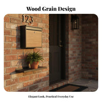 Wood Grain Metal Letterbox Long-Lasting Wall-Mounted Mailbox Wall Mounted Mailbox Weather-Resistant Metal Security Letterbox