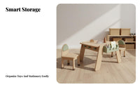 Kids Table and 2 Chairs Set Multi-Functional Kids Wooden Table and Chair Set Rounded Edges Young Child Study Desk with 2 Chairs for Kindergarten