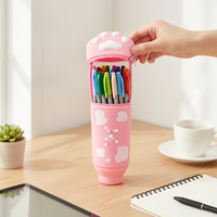 Retractable Silicone Pen Pencil Case Cute Cat Paw Design