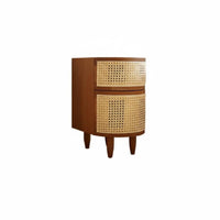 High-Leg design Round Woven End Table Space-Saving Nightstand With Storage Drawer Bedroom Furniture Modern Design for Homeowners, Apartment Dwellers, Students, Small Spaces, Living Room, Entryway, Office