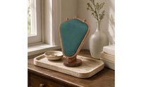 Walnut-Tone Wooden Necklace Display Stand Three Hooks Necklace Display Stand Two-sidedSided Wooden Jewelry Bust Decorative Front Panel