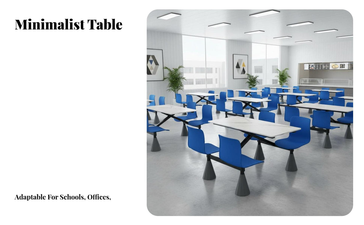 Cafeteria Table and Bench Set Steel Frame Sintered St Single Top Dining Unit Heavy-Duty School Cafeteria Table with Attached Seats for Employees