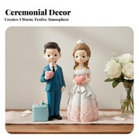 Creative Design Bride and Groom Figurine Detailed Craftsmanship Newlywed Couple Figures Cute Cartoon Design for Anniversary, Bridal Shower