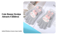 Warm children's Knitted Gloves Thickened Kids Five-Finger Gloves Cute Design for Girls, Toddlers, Snow Play, Cycling, Outdoor