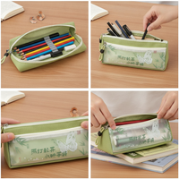 Chinese Style Large Capacity Pencil Case for Middle and High School Students, Vintage Ink Butterfly Double Layer Canvas Stationery Bag