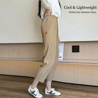 Harem Pants Women with Quick Dry Nylon Material for Summer Wear, High Waist Cropped Trousers with Straight Leg, Casual Loose Fit