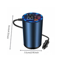 Multiple Safety Protections Car DC to AC and DC Converter Digital Voltage Display Cup Holder Power Converter for Road Trip, Camping