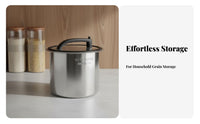 Moisture-Proof Stainless Steel Rice Bin Portable Handle Airtight Rice Container Rust-Resistant for Pantry