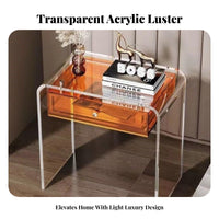 Modern and design C-Shaped Table with periodical compartment Transparent Design Nightstand Space-Saving Home Furnishing single-Piece Molding for Apartment Dwellers, homeowners, Students, Bedroom, Small areas, Living Room, Office