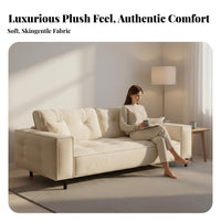Curved 3-Seater Sofa French Cream design Living Room Seating Designer Model Couch for Apartment Dwellers, Young Adults, Lounge Area, Bedroom, Office