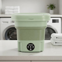 Compact Foldable Washing Machine Space-Saving Mini Washing Machine Lightweight Portable Washer with Spin Dryer Blue Light for Students, Travelers, Parents, Dorm Rooms, Apartments, Camping, Travel