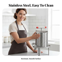 Welded Manual Fruit Juicer Press Rust Resistant Juice and Pulp Separator Efficient Extraction for Home Winemakers, Beekeepers, Apiary