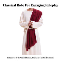 3 Pieces Full-Length Design Biblical Robe Set Long-Sleeved Biblical Robe and Headpiece Set Oversized Scarf Religious Outfit Comfortable Fit for Adults, Cosplayers, Church Members, Halloween, Stage Performance, Nativity Plays