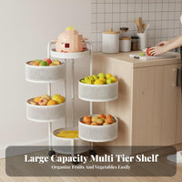 Multitier Design Rotating Corner Produce Basket Space-Saving 5-Tier Rotating Basket Cart Sturdy framework Organizer Rack Easy Assembly for Home Cooks, Apartment Dwellers, Homeowners, Kitchen, Narrow Spaces, Pantry, Bathroom