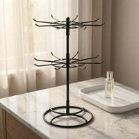 Black Iron Rotating Jewelry Holder 16 Hooks Rotating Jewelry Display Stand Hooked Arms Necklace Stand