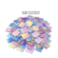 100 Pieces Polished Edges Holographic Acrylic Block Crystal-Like Craft Supply Thin Art Material Light Refraction for Decorative Projects