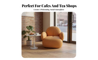 Modern Minimalist Design Single-Seat Armchair and Coffee Table Set Soft Upholstery Puffy Sofa and Table Combo High-Density Foam Cafe Seating Comfortable Design for Interior Designers, Business Owners, Clients, Dessert Shop, Reception Area, Boutique, Lobby