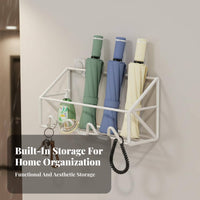 Wall Mounted Umbrella Rack Space-Saving Wall Mounted Umbrella Holder Multi-Functional Behind Door Storage Rack for Apartment Dwellers, Hallway, Office