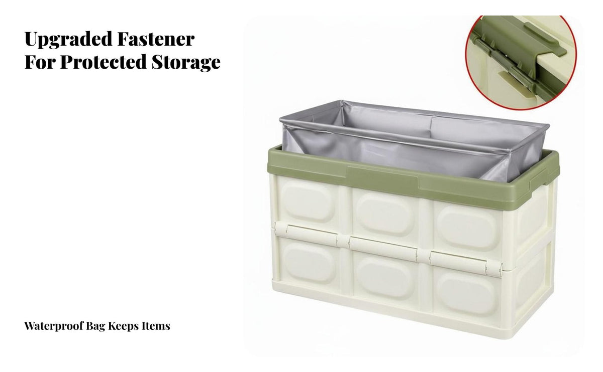 Multiple Compartments Foldable Multi-Compartment Box Large Capacity foldable storage carrier Container sturdy Trunk Organizer Reinforced Handles for auto Owners, Families, Commuters, Vehicle Interior, Shopping journeys, Camping