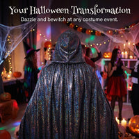 Hooded Cape for Halloween, Fancy Dress Costume Party, Shiny Hooded Cape Festival, Cloak Hood Cosplay Event, Polyester Hooded Cloak