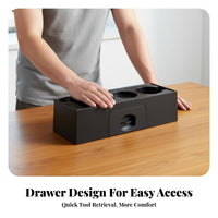 Space Saving Coffee Tamper Stand with Drawer Small Parts Storage Coffee Tamper Station Organizer Keeps Countertop Tidy for Home Baristas