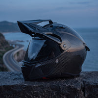 Lightweight Carbon Fiber Helmet | Aerodynamic, Helmet with Peak Visor, for Motorcycling