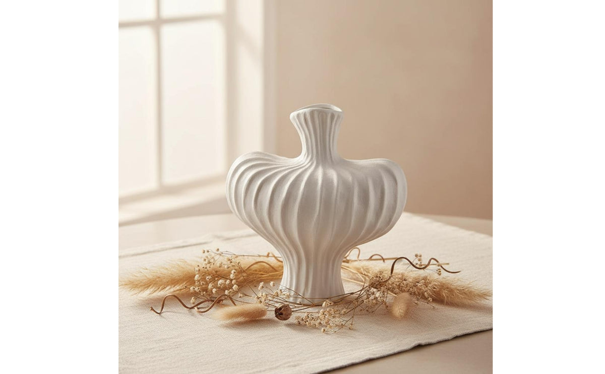 Nordic Aesthetic Retro Ceramic Vase Decorative Ornament Irregular Shape Vase Flower Arrangement Home Decor Matte Finish for Guesthouse