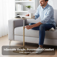 Adjustable Pedestal Table Movable Round Drink Stand Brushed Finish for Bedroom
