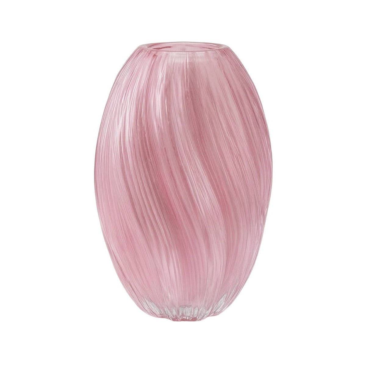 Brushed Pink Glass Vase Weighted Textured Glass Vase Stylish Sturdy for Living Room