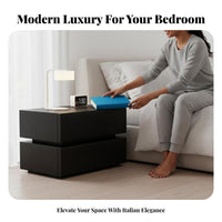Light Luxury visually appealing Nightstand with Drawers Italian-influenced Single-Drawer End Table Minimalist Design Bedroom Furnishing Modern and design for homeowners, Renters, Students, Guest Room, Small areas, Office, Entryway