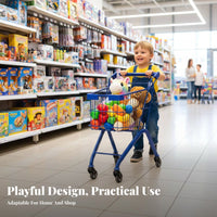 Thickened Frame Kids Metal Shopping Cart Baked Paint Finish Kids Shopping Cart Long-Lasting Toddler Grocery Trolley Heavy Duty for Toddlers, Children, Preschoolers, Playroom, Retail Shop, Home