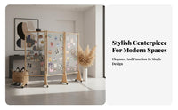 Foldable Design Wooden lattice Partition Mobile Folding Screen Multi-Functional Photo Display Rack Natural Aesthetic for Students, Homeowners, Office Workers, Entryway, Studio Apartment, Bedroom