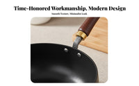 Carbon Steel Wok Uncoated Chinese Wok Kitchen Cookware Professional Grade Non-Stick for Beginners