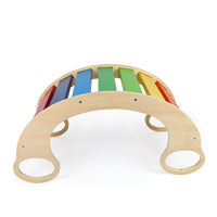 Wooden Rainbow Rocking Chair for Kindergarten Interactive Toy Multi-functional Indoor Sensory Training Balance Board Climbing Frame