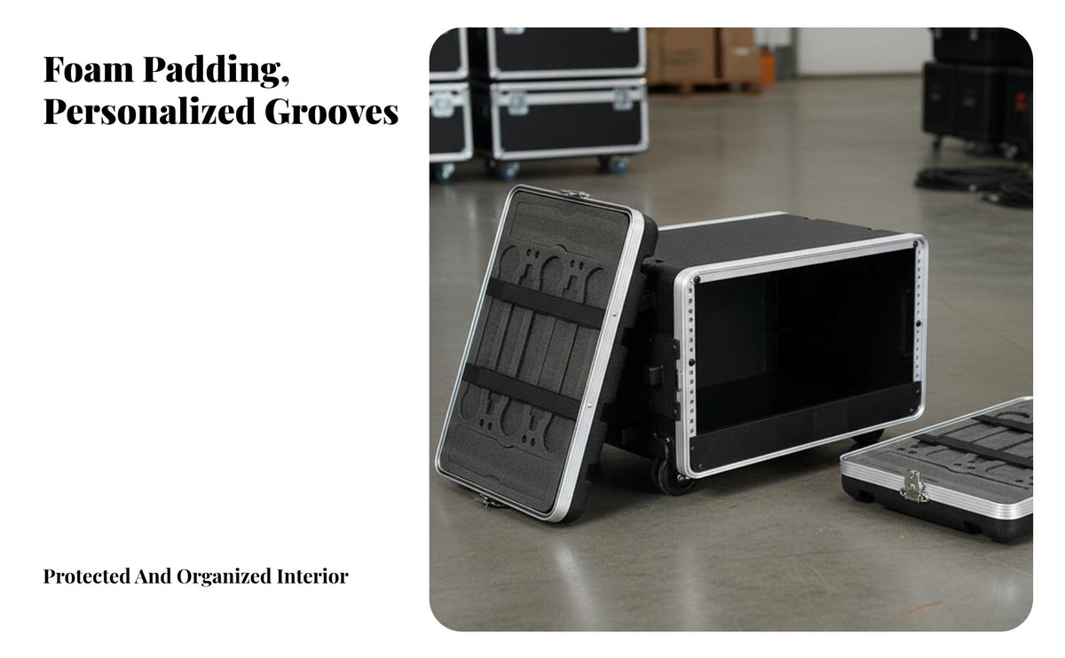 6U Rack Mount Enclosure Grip 6U Rolling Rack Cabinet Wheeled Design Transport Container for DJs, Musicians, Audio Production Studios,