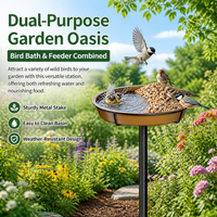 Garden Art Feeder, Outdoor Feeding Station, Weather Resistant Metal Construction, Sturdy Ground Insert for Wild Birds