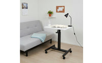 Sturdy Construction Rolling Bedside Computer Desk Space Saving Height Adjustable Laptop Table Mobile Standing Desk for Bedroom, Living Room