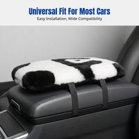 Car Armrest Pad, Plush Panda Cartoon, Universal Thickened Console Pad, Cute Winter Accessory, Soft Raised Support
