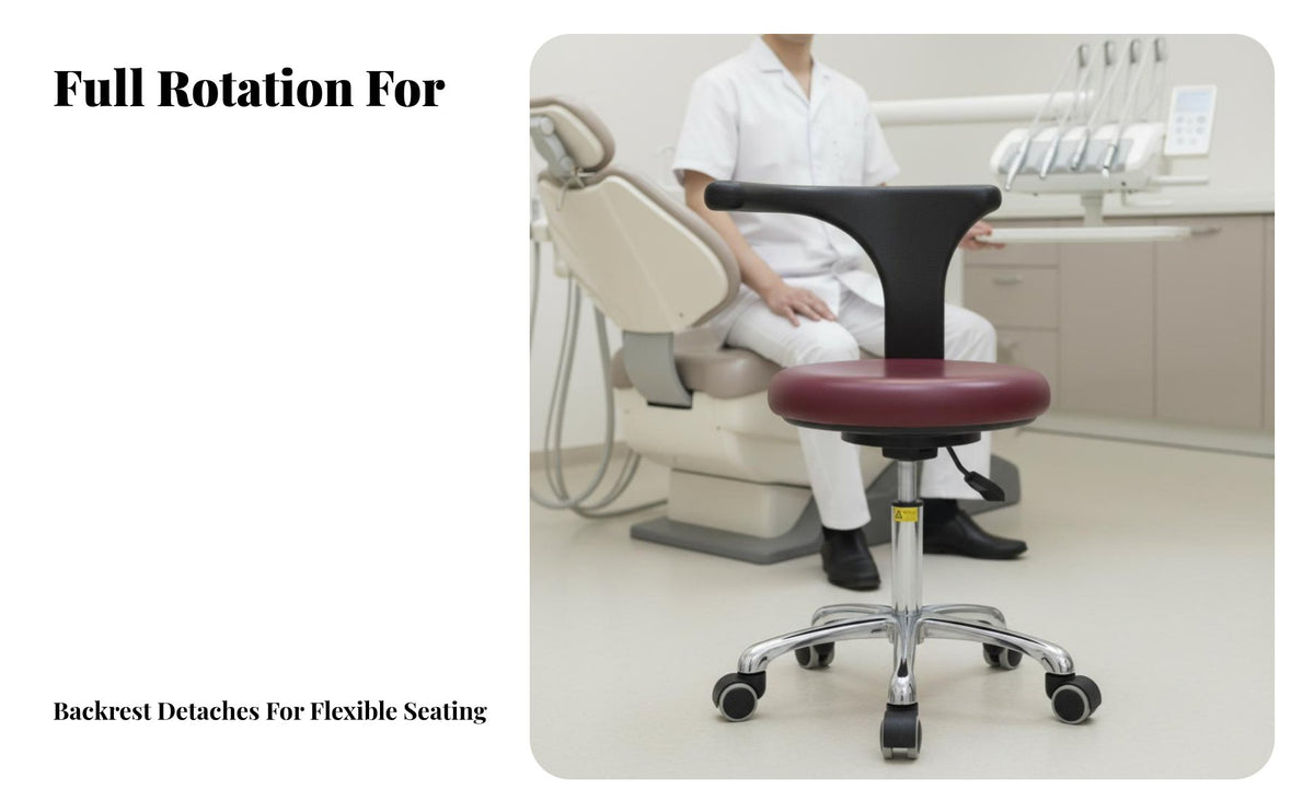 Height Adjustable Oral Health Assistant Stool with Armrest 360-Degree Swivel Oral Health Assistant Stool Ergonomic back/arm Support Medical Task Chair effortlessRolling Casters for Dentists, Doctors, Laboratory Technicians, Hospital, Laboratoryoratory