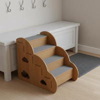 Wooden Pet Stairs Sturdy Construction 4-Step Pet Stairs Smoothly Polished Wood Cat Climbing Steps for Short-Legged Breeds, Cats, Bedside, Sofa, Couch