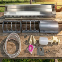 Automatic Chicken Waterer with Buoyant Valve Rustproof Drinking Trough with Buoyant Valve Sturdy Watering System Fresh for Chickens, Farmers