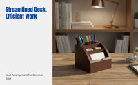 Wooden Business Card Holder, Multifunctional Pen Organizer, Desktop Office Accessory for Study, Business, Gift