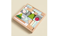 43 Pieces Wooden Blocks with Storage Tray Montessori Wooden Blocks with Tray Educational Construction Toy Set for Tabletop Play