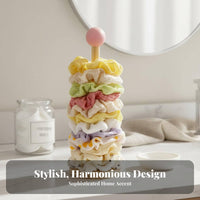Scrunchie Holder Stand Solid Wood Base Wooden Hair Tie Stand Stylish Design Scrunchie Storage Stand for Women, Girls, Bedroom, Dressing Table, Dresser